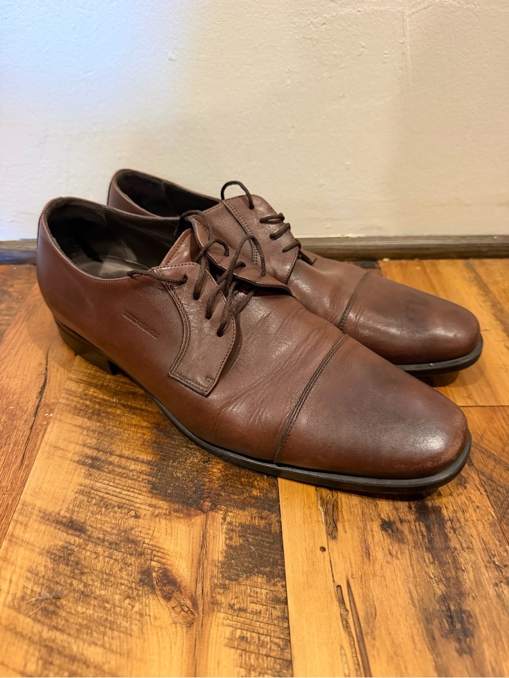 Bruno Magli Ciro leather derby Cap Toe Dress shoes Size 11 Pre Owned Italy